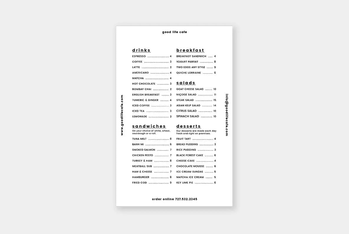 Good Life Menu-Design Template-The Design Craft