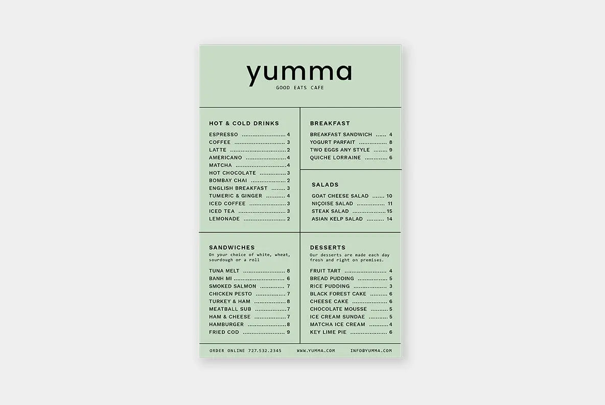 Yumma Menu-Design Template-The Design Craft