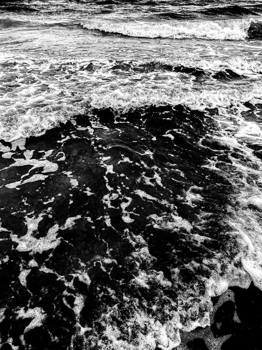 Black and White Waves V-Digital Artwork-Visual Bounty