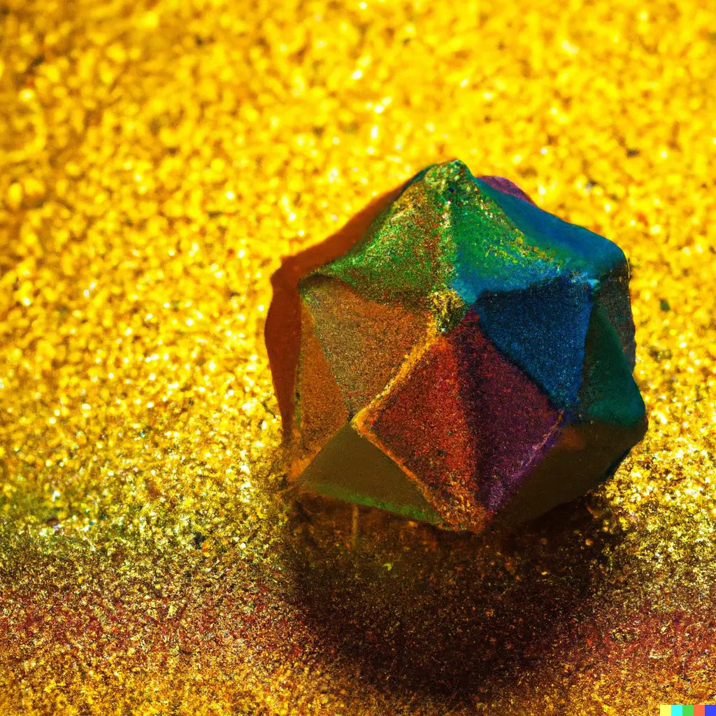 Rainbow Object on Gold II-Digital Artwork-Visual Bounty