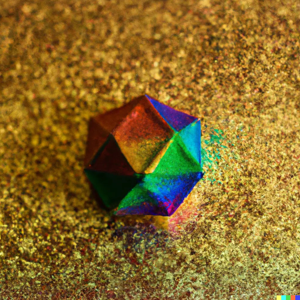 Rainbow Object on Gold III-Digital Artwork-Visual Bounty